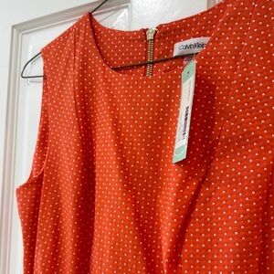 Elegant Calvin Klein orange and white Sleeveless Dress